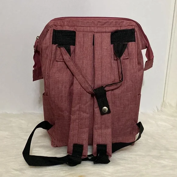 Baby Diaper Bag Maroon With Gray interior NWOT - Picture 5 of 11